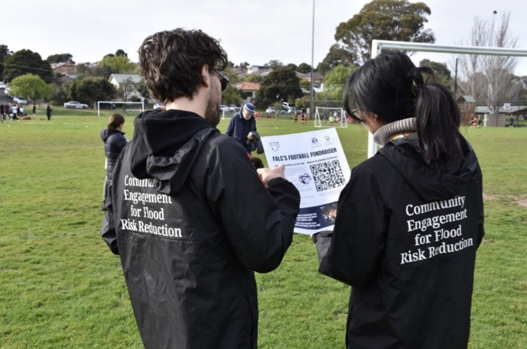 Two Darebin community members at a local soccer oval